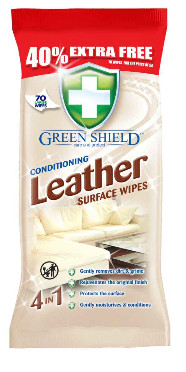 Green Shield Leather Wipes 80s x 12