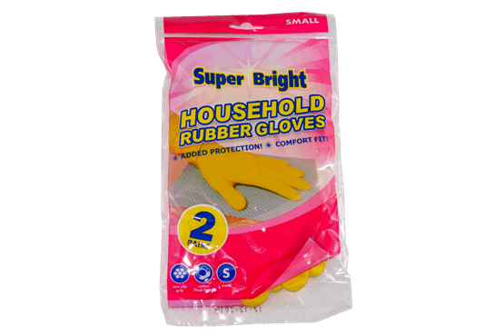 Super Bright Rubber Gloves Small 2pk x10