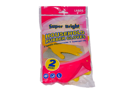 Super Bright Rubber Gloves Large 2pk x10