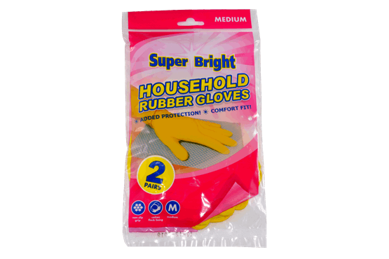 Super Bright Rubber Gloves Medium 2pk x10