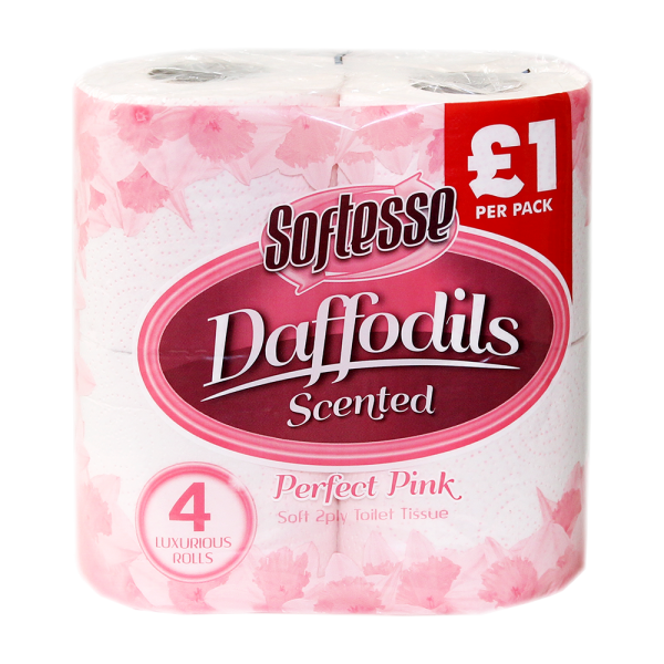 Softesse Daffodils Pink Toilet Roll (2Ply) 4PK x 10